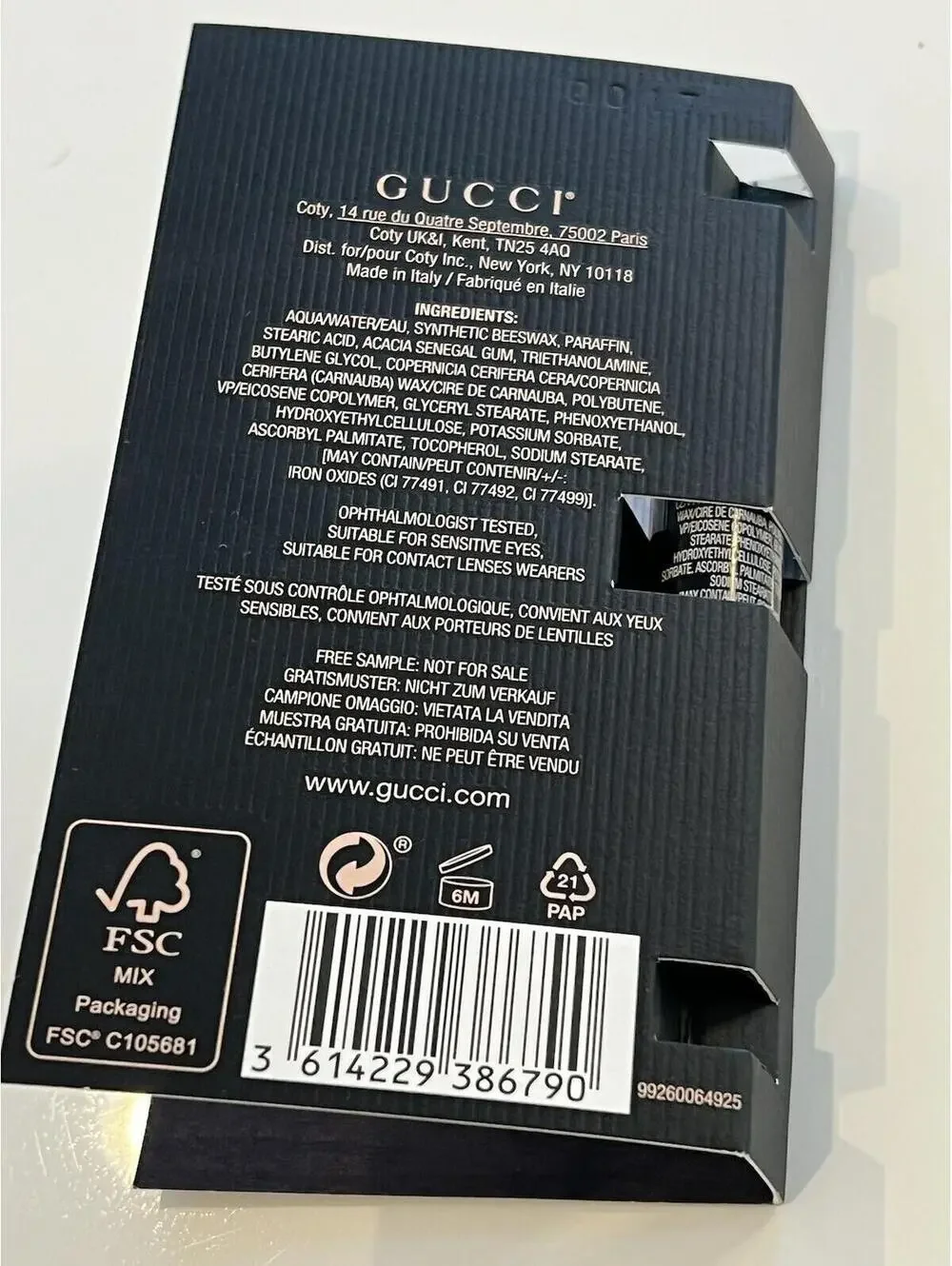 GUCCI Lash By Lash L'Obscur Length Mascara Black .03oz Trial Size NEW